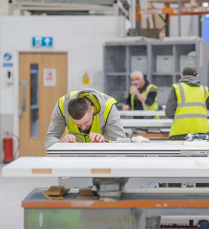 Integrated Doorsets member of staff assembling a doorset